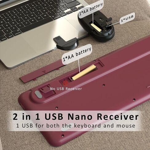 Retro Wireless Keyboard and Mouse Combo with Wrist Rest (Dark Green) in Kuwait