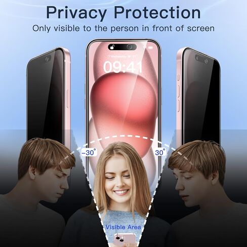 JETech Privacy Screen Protector for iPhone 15 Pro 6.1-Inch, Anti-Spy Tempered Glass Film with Easy Installation Tool, 2-Pack in Saudi Arabia