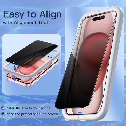 JETech Privacy Screen Protector for iPhone 15 Pro 6.1-Inch, Anti-Spy Tempered Glass Film with Easy Installation Tool, 2-Pack in Saudi Arabia