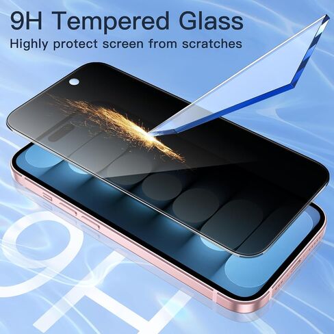 JETech Privacy Screen Protector for iPhone 15 Pro 6.1-Inch, Anti-Spy Tempered Glass Film with Easy Installation Tool, 2-Pack in Saudi Arabia