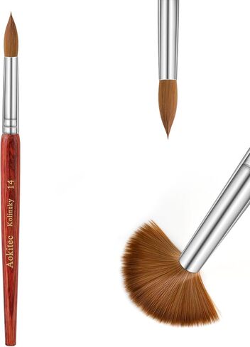 فرشاة أظافر أكريليك من Aokitec Kolinsky #14 فرشاة أكريليك بيضاوية مجعدة فرشاة فنية للأظافر من أجل تطبيق الأكريليك فرشاة بولي جل أداة تزيين الأظافر in Kuwait