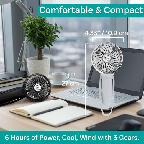 Buggygear 3 Speed USB Rechargeable Fan - Portable Clip Fan with Power Bank and LED Flashlight, Travel Must Haves for Camping, Dorms, and More, White/Rose Gold in Saudi Arabia