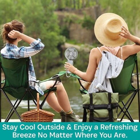 Buggygear 3 Speed USB Rechargeable Fan - Portable Clip Fan with Power Bank and LED Flashlight, Travel Must Haves for Camping, Dorms, and More, White/Rose Gold in Saudi Arabia