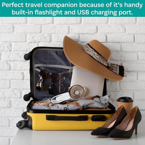 Buggygear - مروحة TURBO 3 سرعات USB قابلة لإعادة الشحن ، أبيض/ذهبي وردي in Kuwait