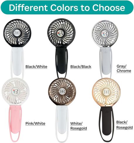 Buggygear - مروحة TURBO 3 سرعات USB قابلة لإعادة الشحن ، أبيض/ذهبي وردي in Kuwait