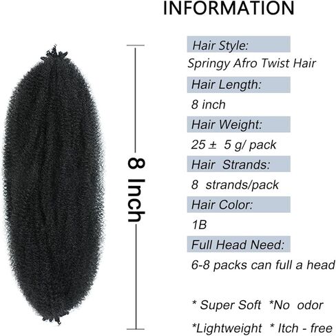 شعر أفرو ملتوي زنبركي بطول 30.48 سم، 8 حزم شعر مارلي تويست مضفر مسبقًا، شعر زنبركي ملتوي للنساء السود، شعر كوبي ملتوي من شعر مارلي للشعر الصناعي (12 بوصة (عبوة من 8 قطع)، 1B# مارلي تويست) in Kuwait
