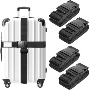 Luggage Straps for Suitcases TSA Approved, 4 Pack Adjustable Suitcase Straps for Luggage with Name Card Luggage Belt Strap Travel Belt for Luggage - Green
