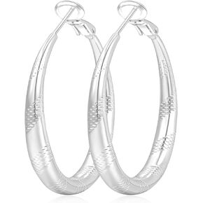 Gold & Silver Hoop Earrings for Women, 14k Gold Plated Big Hoop Earrings with 925 Sterling Silver Post, Hypoallergenic Thick Large Hoop Earrings (40/50/60/70mm)
