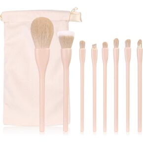 MSQ Make Up Brushes 8Pcs Makeup Brush Set Powder Brush Concealer Blending Brushes Set Stipping Brush Eyeshadow Brushes (Khaki)