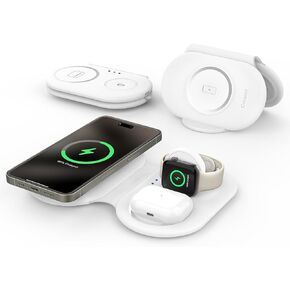 Consasy 3 in 1 Foldable Wireless Charger, Magnetic 3 in One Charger, 3 in 1 Wireless Charging Station, Travel Charger for iPhone 15/14/13/12 Series, AirPods Pro/3/2, iWatch 2-8/Ultra, Purple