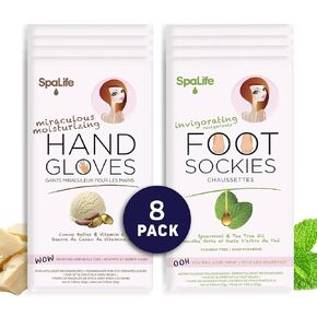 SpaLife Softening Care Foot Sockies (8-Pack) - Spearmint & Tea Tree Oil, Exfoliating Pack for Healthy Feet, Intensive Repair, Callus Remover Sockies, Dry Skin Solution, Moisturizing Foot Treatment
