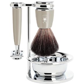 MÜHLE RYTMO Black 4-piece Black Fiber Safety Razor (Closed Comb) Shaving Set For Men - Perfect for Every Day Use, Barbershop Quality Close Smooth Shave
