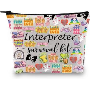 GJTIM Interpreter Zipper Pouch Interpreter Survival Kit Gift Makeup Bag for ASL Sign Language Interpreter (Survival Interpreter 2 Bag)