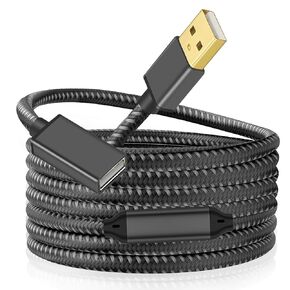 USB Extension Cable 50ft: Braided, Sturdy, No Smell, Data Transfer Stable USB 2.0 A to B Cord Gold-Plated Aluminum Alloy Shell High Speed 480 Mbps