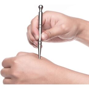 FeelFree Sport Stainless Steel Manual Acupuncture Pen-Deep Tissue Massage Tool-Trigger Point Massage Relief Pain Therapy Tools Full Body Relaxing Trigger Self-Massage Acupressure Bar (A)