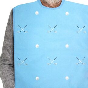 Adult Bibs for Men, Dress ‘n Dine™ Clothing Protectors for Eating, Senior Adult Bib Terry Cloth Crumb Catcher, Embroidered Design, Waterproof, Reusable, Washable (Blue Tie + Tuxedo)