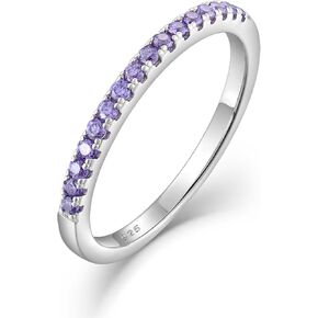 JO WISDOM Stackable Ring Eternity Bands for Women 925 Sterling Silver 1.5mm Thin Band Cubic Zirconia Half Eternity Stacking Rings Mothers Birthday Christmas Day Gifts