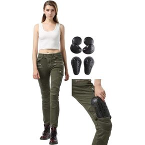 Motorcycle Riding Jeans for Women Biker Motocross Racing Cycling Protective Pants (27, Black)