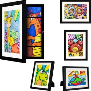 AIOR 2 Pack Kids Art Frame, 8.5 x 11 Kids Artwork Frames Changeable, Front Opening Picture Frames Holds 150 Pictures for Kids Art, A4 Artwork, Drawings, Children Art Projects, with Stand, White