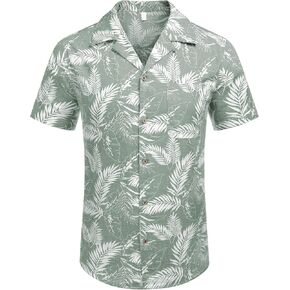 Men's Hawaiian Shirt Tops Vintage Short Sleeve Button Down Beach Shirt Male Tropical Floral Summer Pullover Party Holiday