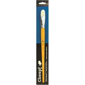 Cheep! White Nylon LH Fan #2 Paint Brush with Wood Handle - Paint Brushes for Acrylic Paint, Oil or Watercolor Paint - Face Paint Application, Nail Art