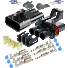 5-Pack (2-PIN) 30Amp Metri-Pack Waterproof Connector Terminals and Seals 12-10awg