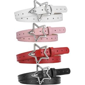 Toptim Kids Belts Girls Skinny Faux Leather Belt with Star Buckles for Jeans, Pants, Skirts, Dresses