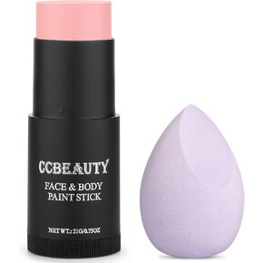 CCbeauty Baby Pink Face Paint Stick,Face Painting Kit,Non Toxic SFX Makeup For Cat Unicorn Fairy Halloween Costume Cosplay,Professional Body Paint,Full Coverage Painting Foundation With Makeup Sponge