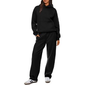 XIEERDUO Womens 2 Piece Outfits 2024 Sweatsuit Set Track Suits Oversized Hoodie Sweatshirts Wide Leg Sweatpants with Pockets