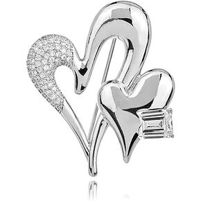 Heart Gold Brooch Pins Rhinestone Crystal Lapel Pin Brooches for Women Girl Fashion Jewelry Gift