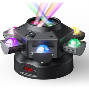 Moving Head DJ Lights, 150W RGBW LED Moving Head Light with Mixed Lighting Effects, 6 Arms Party Lights Support DMX-512 & Sound Activated, Stage Lights for Party Disco KTV Wedding Club
