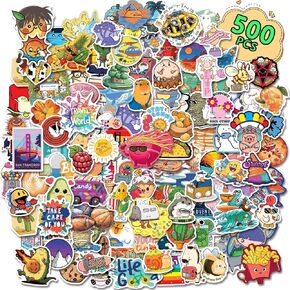 500Pcs Water Bottle Stickers for Kids Girls Teens Boys, Cute Vinyl Waterproof Stickers for Laptop Skateboard, Funny Stickers Pack for Teachers, Trendy VSCO Decals School Party Favor