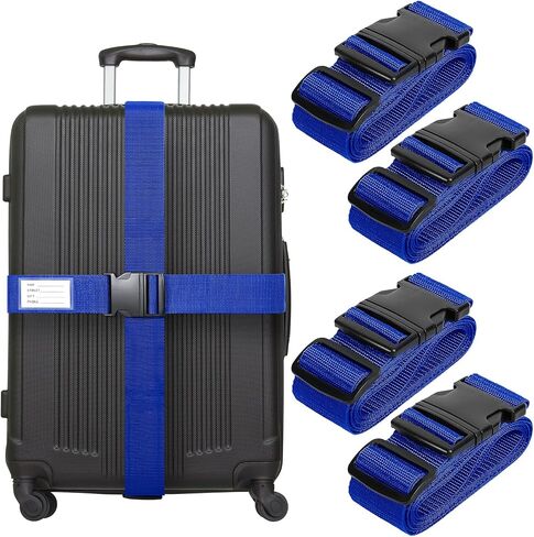 Luggage Straps for Suitcases TSA Approved, 4 Pack Adjustable Suitcase Straps for Luggage with Name Card Luggage Belt Strap Travel Belt for Luggage - Green in Saudi Arabia
