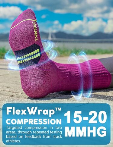 Womens Coolmax Bamboo Viscose Compression Running Crew Socks, Moisture-Wicking Anti-Blister Hiking&Gym Athletic in Saudi Arabia