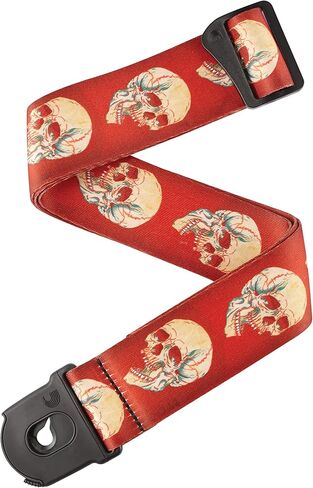 حزام جيتار جلدي من إكسسوارات داداريو - ملحقات الجيتار - حزام جيتار كهربائي، حزام جيتار صوتي، حزام جيتار كهربائي صوتي وحزام جيتار باس - الكيمياء - جمجمة خضراء in Kuwait