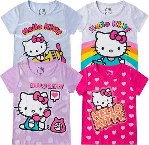 Hello Kitty Sanrio Girls 4 Pack Short Sleeve T-Shirt for Little and Big Kids in Saudi Arabia