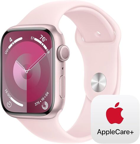 Apple Watch Series 9 [GPS 45mm] Smartwatch with Midnight Aluminum Case with Midnight Sport Band M/L, Water Resistant with AppleCare+ (2 Years) in Saudi Arabia
