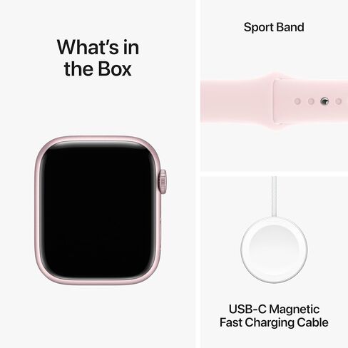 Apple Watch Series 9 [GPS 45mm] Smartwatch with Midnight Aluminum Case with Midnight Sport Band M/L, Water Resistant with AppleCare+ (2 Years) in Saudi Arabia