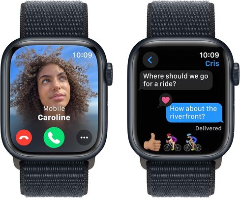Apple Watch Series 9 [GPS 45mm] Smartwatch with Midnight Aluminum Case with Midnight Sport Band M/L, Water Resistant with AppleCare+ (2 Years) in Saudi Arabia