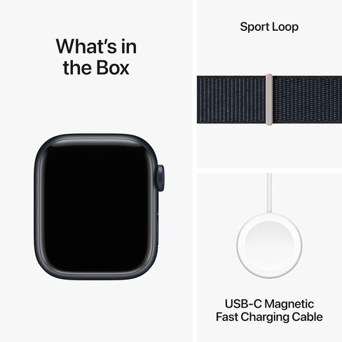 Apple Watch Series 9 [GPS 45mm] Smartwatch with Midnight Aluminum Case with Midnight Sport Band M/L, Water Resistant with AppleCare+ (2 Years) in Saudi Arabia