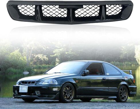 Front Bumper Grille Fit 1999-2000 for Civic Coupe/Sedan JDM Type R ABS Black Mesh Front Upper Grill Guard Replacement Part in Saudi Arabia