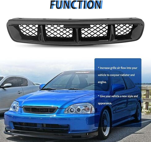 Front Bumper Grille Fit 1999-2000 for Civic Coupe/Sedan JDM Type R ABS Black Mesh Front Upper Grill Guard Replacement Part in Saudi Arabia