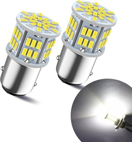 Pack-2 Car 1156 LED Turn Signal Light Bulb, Single Contact 6800K Super Bright Bulb Replacement, 1141 1003 7506 BA15S Plug and Play Light Bulb, Universal Lighting Accessory for Cars (White) in Kuwait