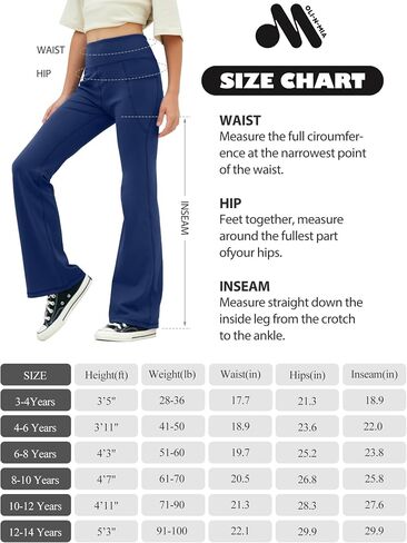 Girl's Flare Leggings with Pockets High Waisted Yoga Pants Kids Dance Pants Bootcut Pants Activewear for Teens in Saudi Arabia