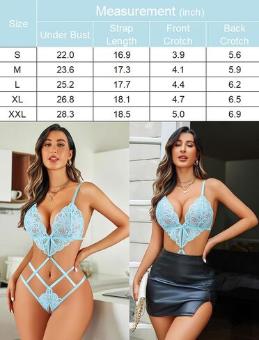 Avidlove Women Lingeries Deep V Teddy Lingerie Sexy Lace Bodysuit Cut Out One Piece Mini Babydoll in Saudi Arabia