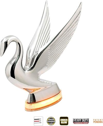 زخرفة غطاء محرك السيارة GG Grand General 47980 من الكروم مع قاعدة توهج LED باللون الكهرمان/العنبر 6 in Saudi Arabia