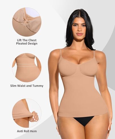 FeelinGirl Womens Shapewear Tank Top Tummy Control Compression Cami Tanks Seamless Slimming Camisole Tops Shaping Cami Shaper in Kuwait