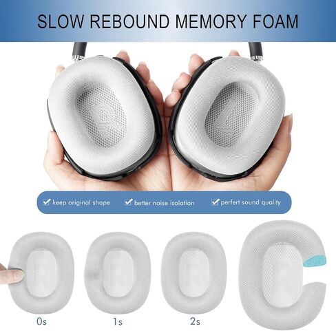 Gvoears Upgraded Ear Cushions Replacement Earpads for Apple AirPods Max Headphones, Mesh Fabric Ear Pads Cover with Memory Foam and Magnet for AirPods Max (Gray) in Kuwait