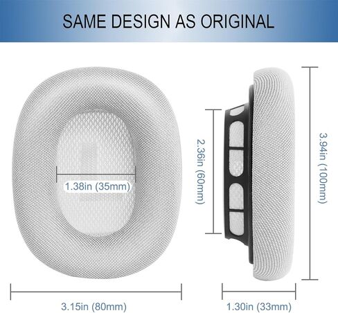 Gvoears Upgraded Ear Cushions Replacement Earpads for Apple AirPods Max Headphones, Mesh Fabric Ear Pads Cover with Memory Foam and Magnet for AirPods Max (Gray) in Kuwait