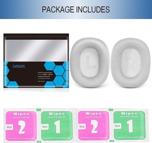 Gvoears Upgraded Ear Cushions Replacement Earpads for Apple AirPods Max Headphones, Mesh Fabric Ear Pads Cover with Memory Foam and Magnet for AirPods Max (Gray) in Kuwait